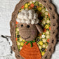 Quadretto con animali crochet-pecora