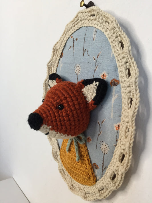 Quadretto con animali crochet-volpe